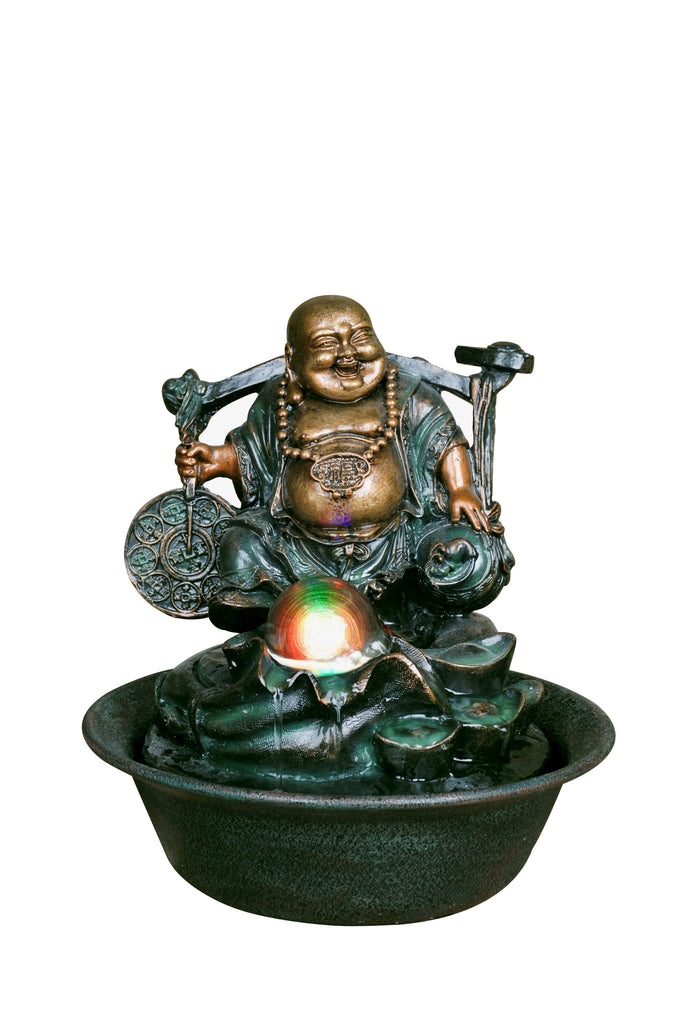Lucky Buddha Table Top Fountain with LED Crystal Ball
