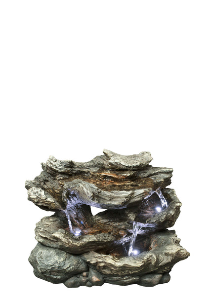 Multi-Level Log Table Top Fountain with LED Lights