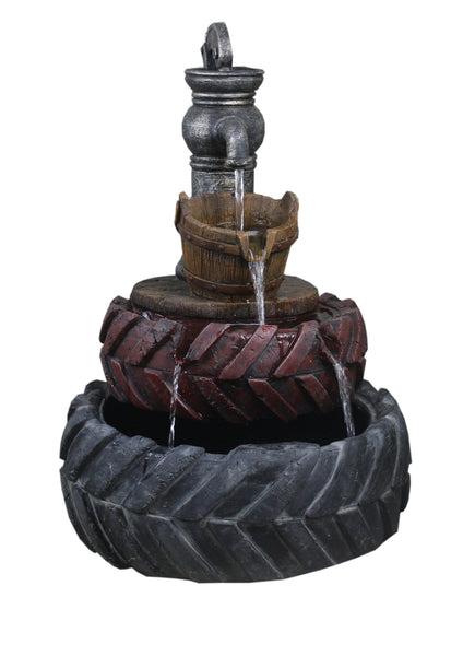Fountain-Tractor Tires with Pump & Bucket