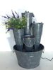 Fountain-Zinc Metal Pails In Large Pail with LED