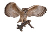 Eagle Owl On Branch with Wings Out Statue