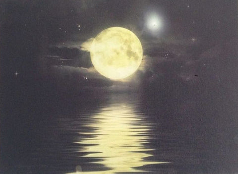 Moon over Water on Canavas - illumainated painting