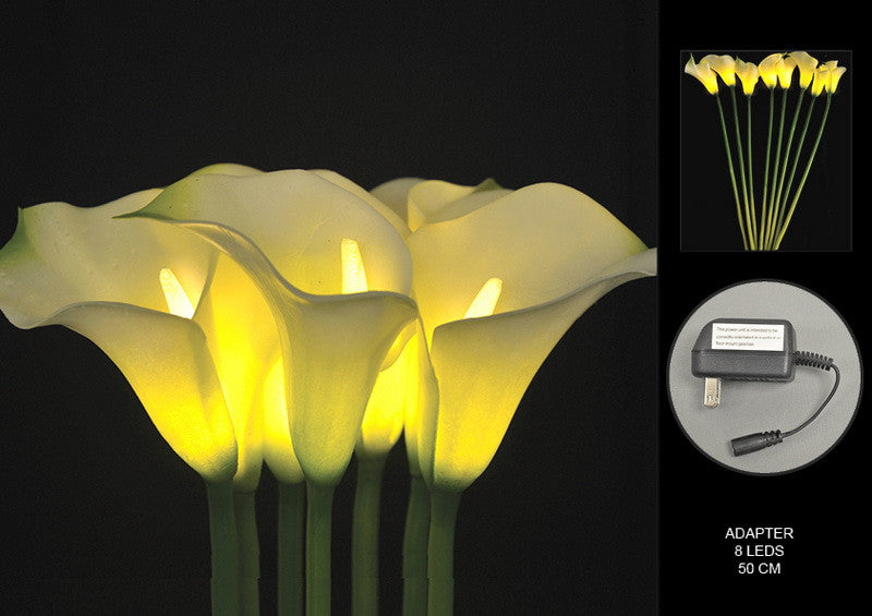 FLORAL LIGHTS-WHITE CALLA LILY AC-8L-2pc min & up