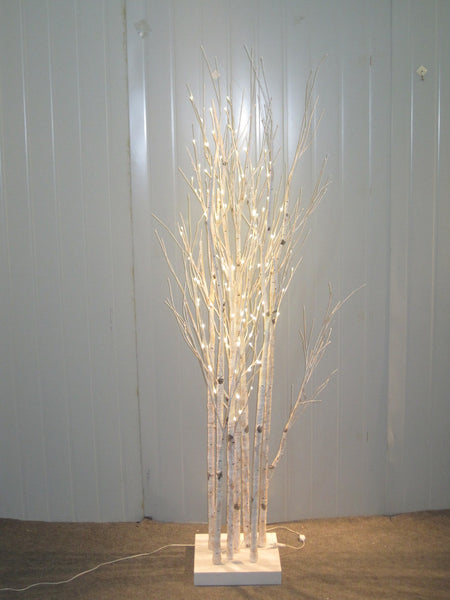 BIRCH TREES 160 LED INDOOR ONLY WHITE CABLE/WOOD BASE