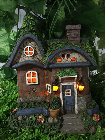 Fairy Garden-Cottage with Solar Lights