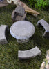Fairy Garden Stone Table with 3 Benches