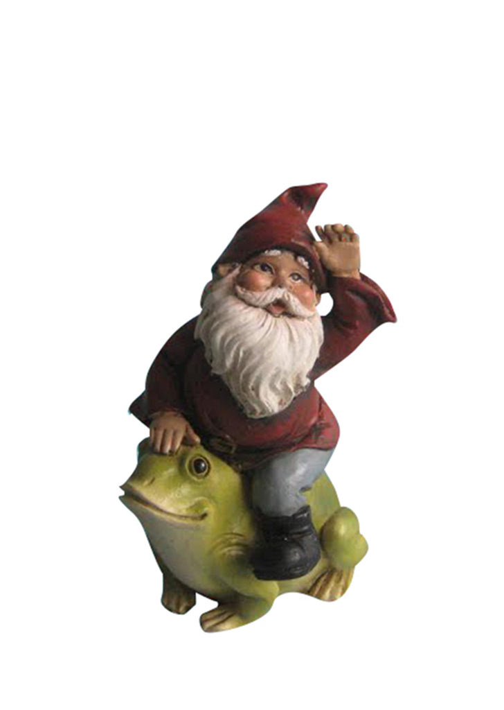 Fairy Garden Gnome Travels on a Frog