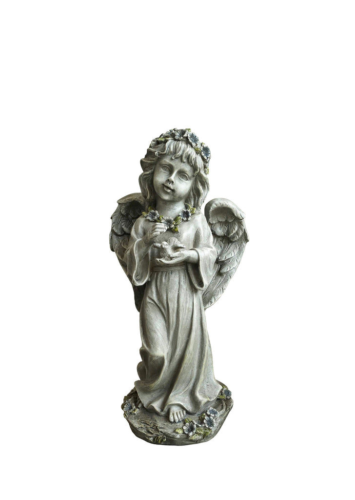 Child Angel Garden Statue Holding a Bird