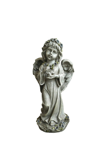 Child Angel Garden Statue Holding a Bird
