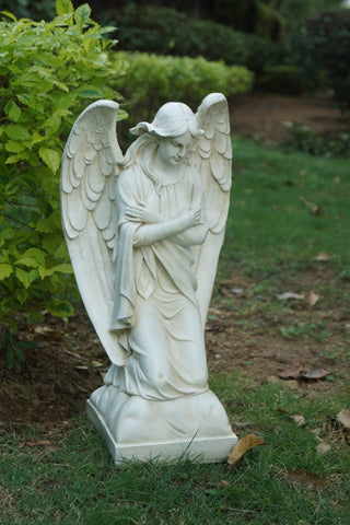 Kneeling Angel with Polished Stone Finish