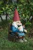 Gnome In Rocking Chair with Pipe and Bird