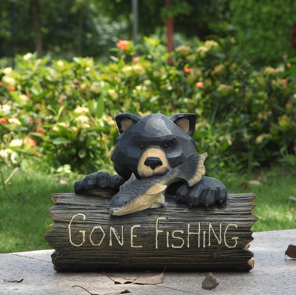 Bear with Gone Fishing Sign