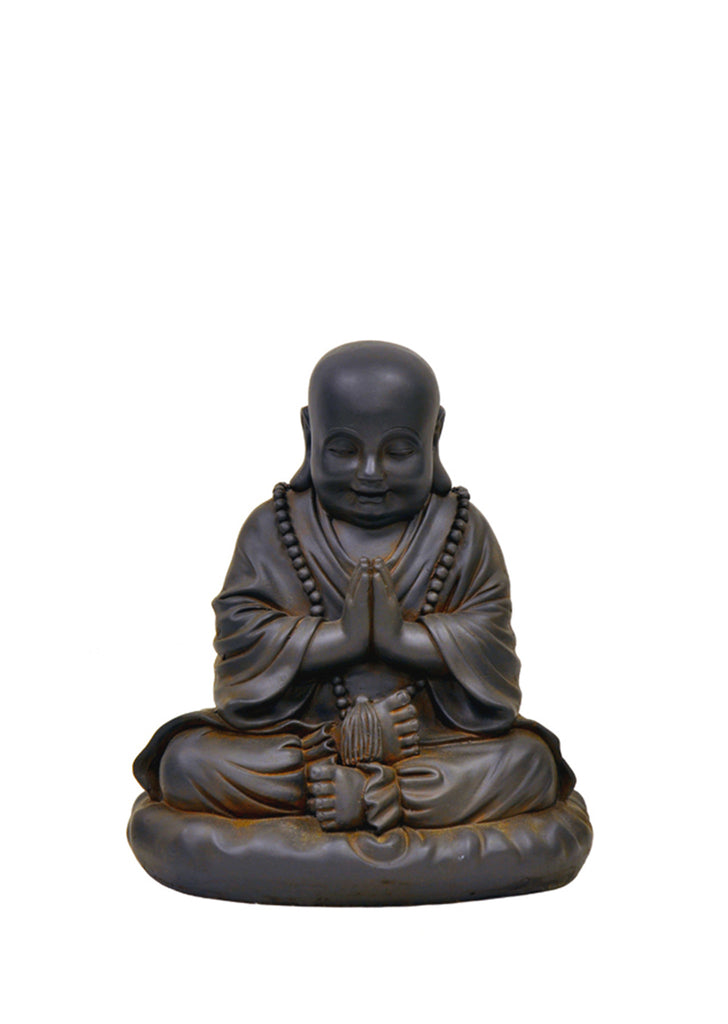 Praying Buddha Garden Statue - Black