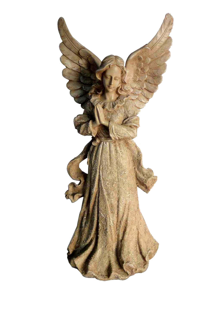 Praying Angel Garden Statue with Open Wings