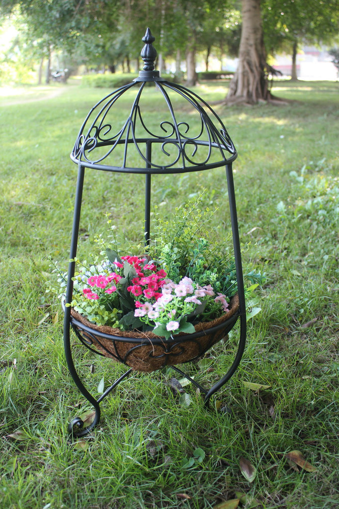 Metal Plant Stand-Planter with Decorative Cap