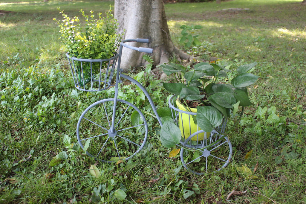 Metal Plant Stand-Tricycle with 2 Planters