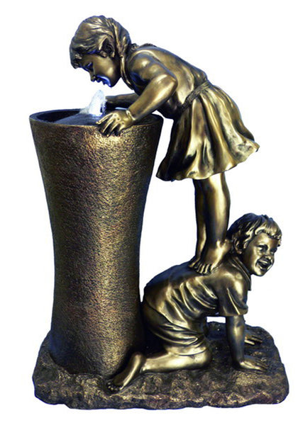 Girl and Boy at a Water Fountain