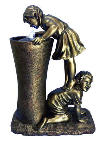 Girl and Boy at a Water Fountain