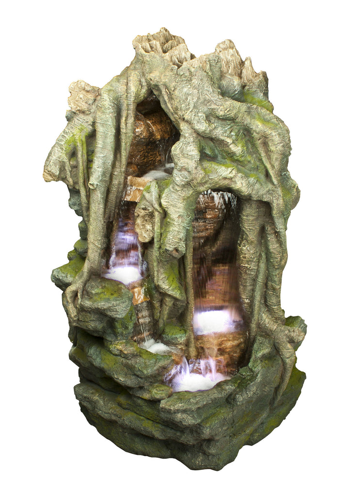 Tree Trunk and Roots Fountain with LED Lights
