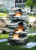 Tiered Rock Garden Fountain with Lights