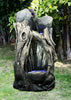 Tree Trunk and Rock Waterfall Fountain with LED Lights