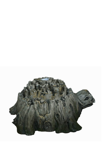 Carved Tree Stump Turtle Fountain with LED