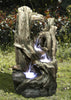 Multi-Level Tree Trunk Fountain with LED Lights