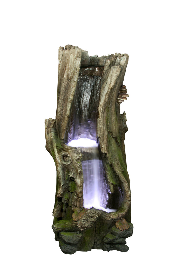 Tiered Tree Trunk Fountain with LED Lights