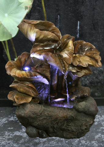 Cascading Leaves Fountain with LED Lights