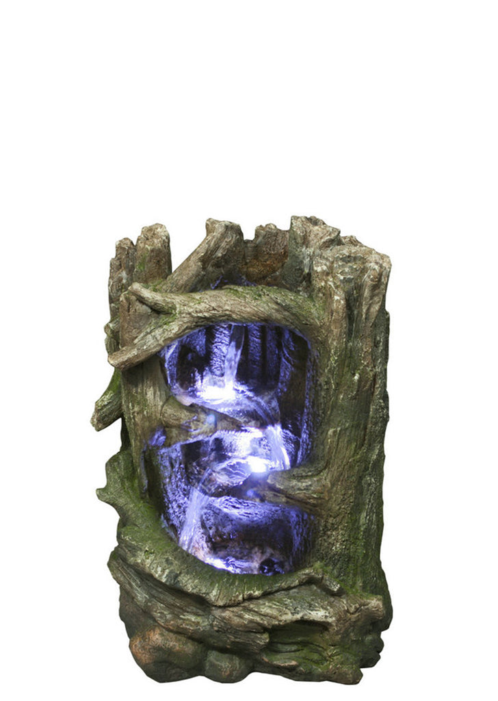 Tree Trunk Fountain with LED Lights
