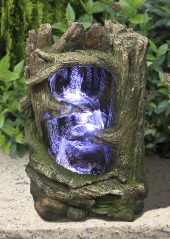 Tree Trunk Fountain with LED Lights