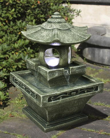 Pagoda Lantern Fountain with Light