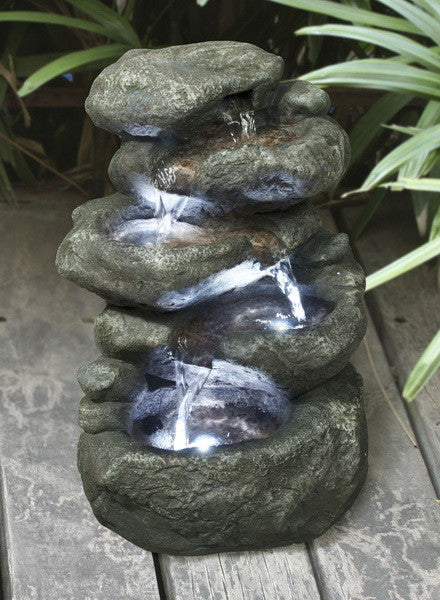Five Level Rocks  Fountain With Lights