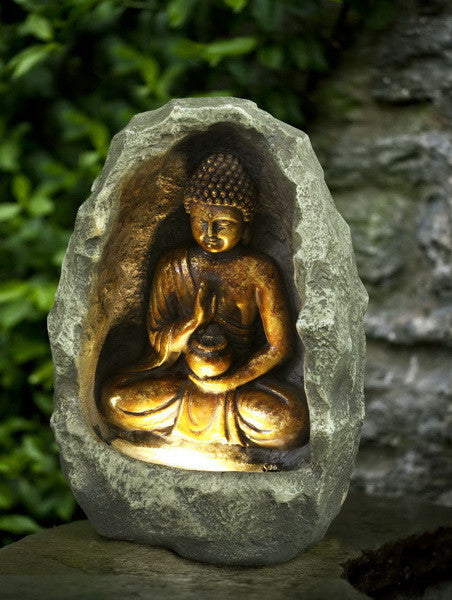 Golden Buddha Fountain with light