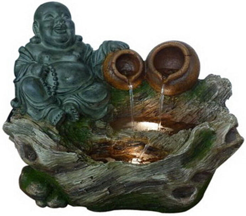Fountain-Buddha Sitting with 2 Pouring Jugs/LED