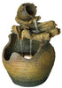 Fountain-Jug On Log Pouring Into Large Jug with LED