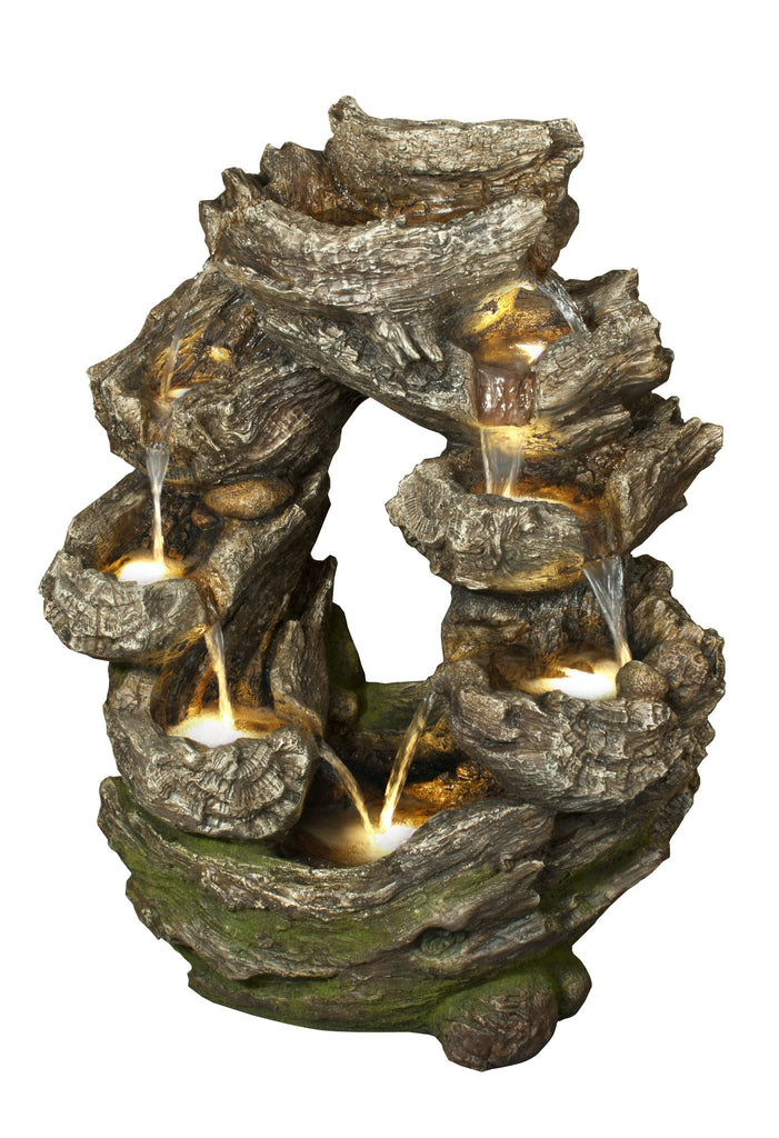 Fountain-Multi Level with Moss/Warm White LED