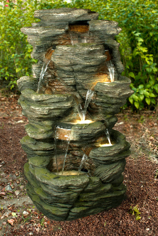 FOUNTAIN ROCK MULTI LEVEL WITH LED WARM WHITE