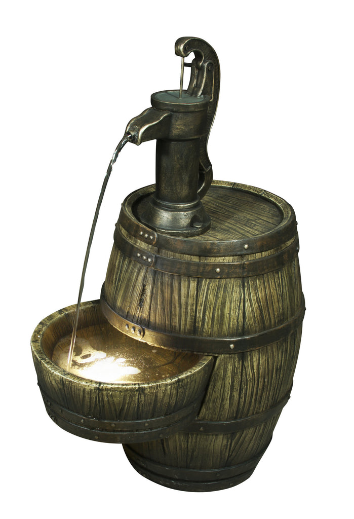 Fountain-Barrel with Pump & Light
