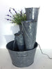 Fountain-Zinc Metal Pails In Large Pail with LED