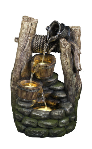 Fountain-Well with Pouring Pail 2 Buckets & 3 LEDs