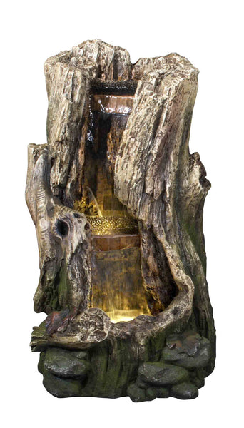 Fountain-Tree Trunk Waterfall with 2 LEDs