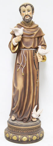 St Francis Statue with 3 Doves 24 Inch H