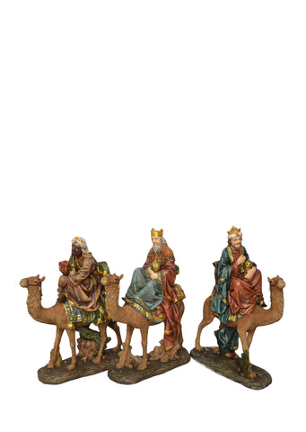Three Wise Men on Camels Nativity Statues 24"