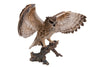 Eagle Owl On Branch with Wings Out Statue