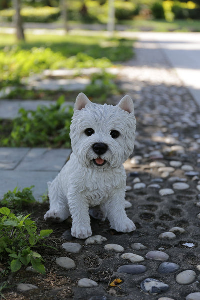 Sitting White Terrier Dog Statue
