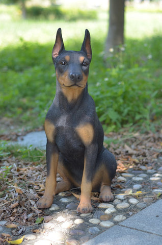 Sitting Doberman Pinscher Dog Statue