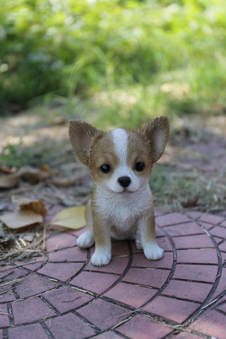 Brown and White Chihuahua Puppy Statue