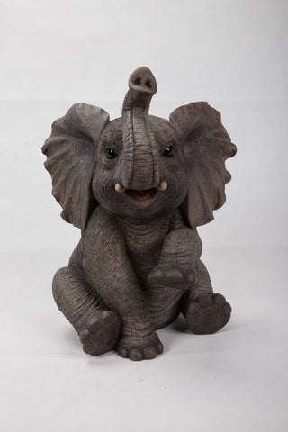 Elephant Baby Sitting Trunk Up