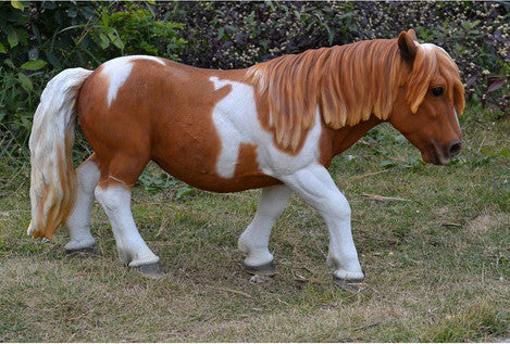 Shetland Pony Garden Statue Brown and White